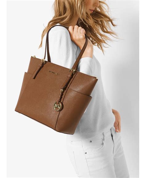 michael kors jet set east west zip tote|mk saffiano leather tote bag.